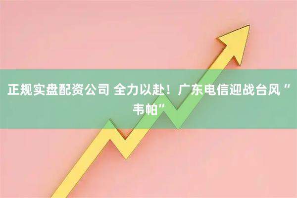 正规实盘配资公司 全力以赴！广东电信迎战台风“韦帕”